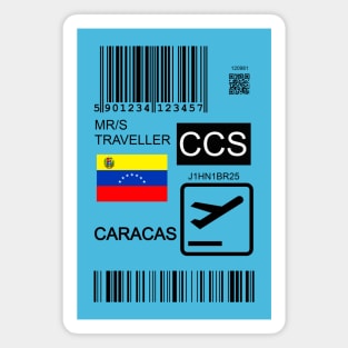 Caracas Venezuela travel ticket Magnet